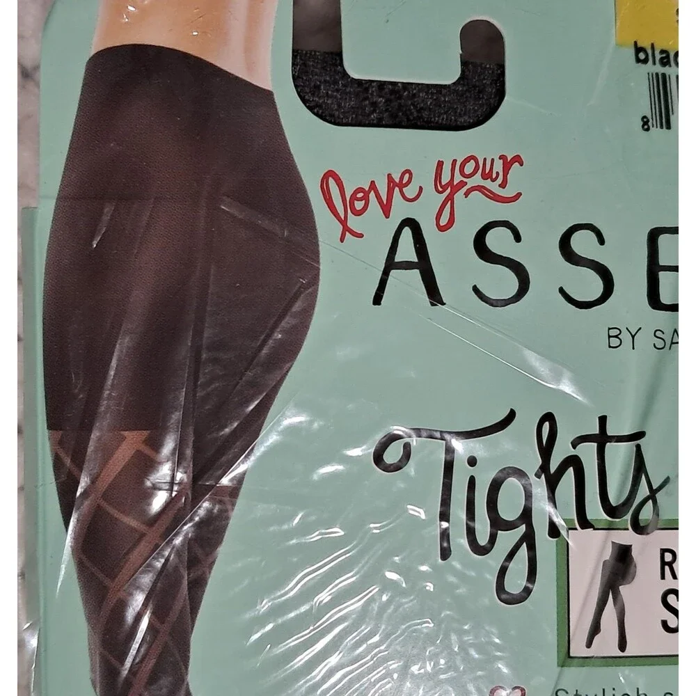 Assets by SPANX Size 2 Black Tights Flipside Diamond Reversible Shaping NEW